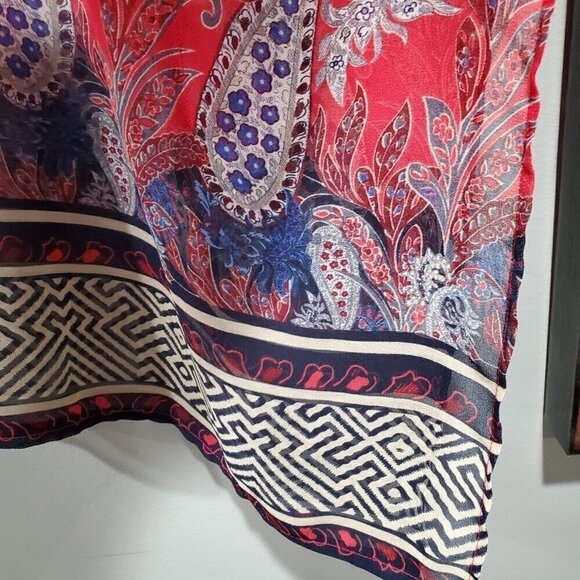 Lane Bryant Womens Blouse Top V Neck Kimono Sleeve Floral Print Red Blue 14/16. - Picture 14 of 15